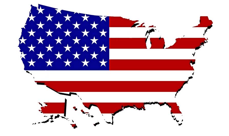 united states map with flag